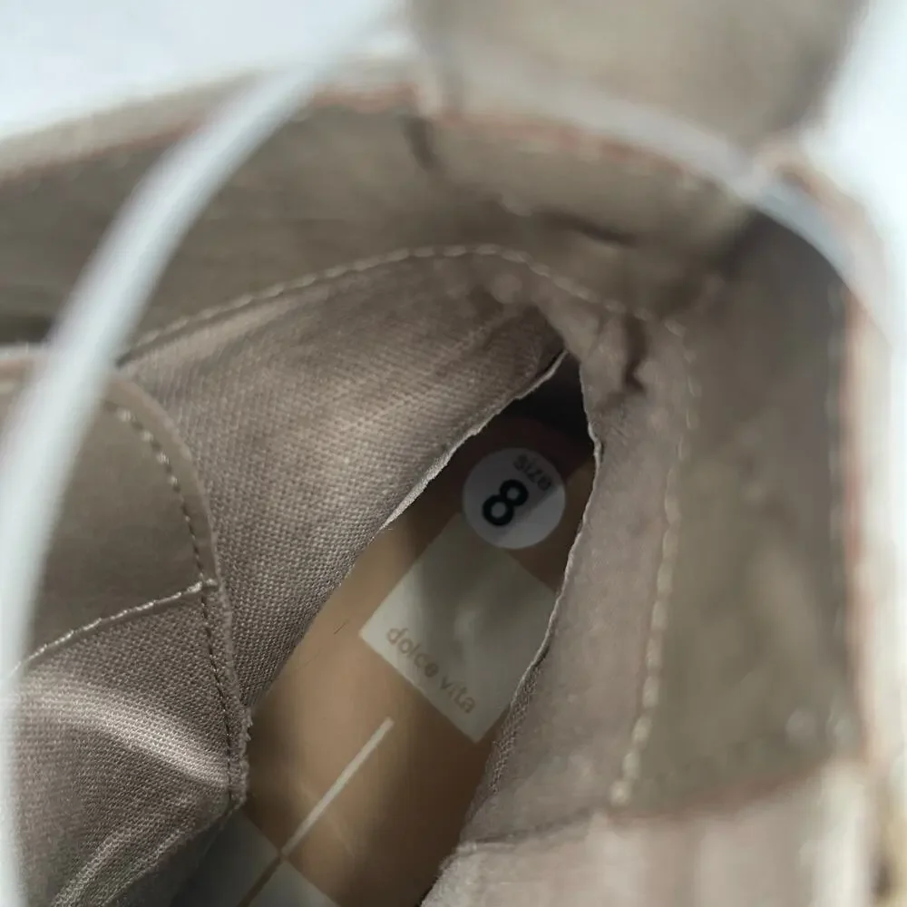 DOLCE VITA Nigel Boots Size 8 Lace Up Heels NEW Suede Leather Bootie Taupe NWOT - Picture 8 of 16